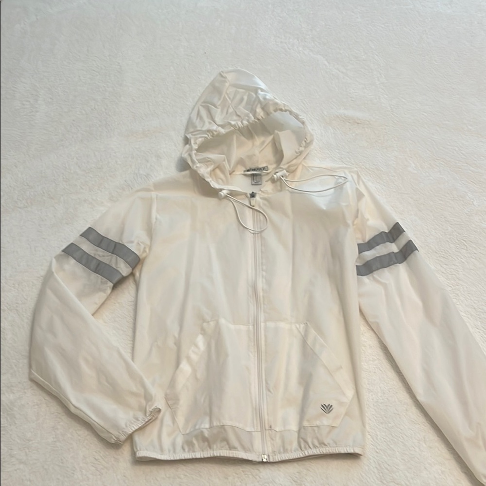 Forever 21 White and Gray Utility Jacket with Hood